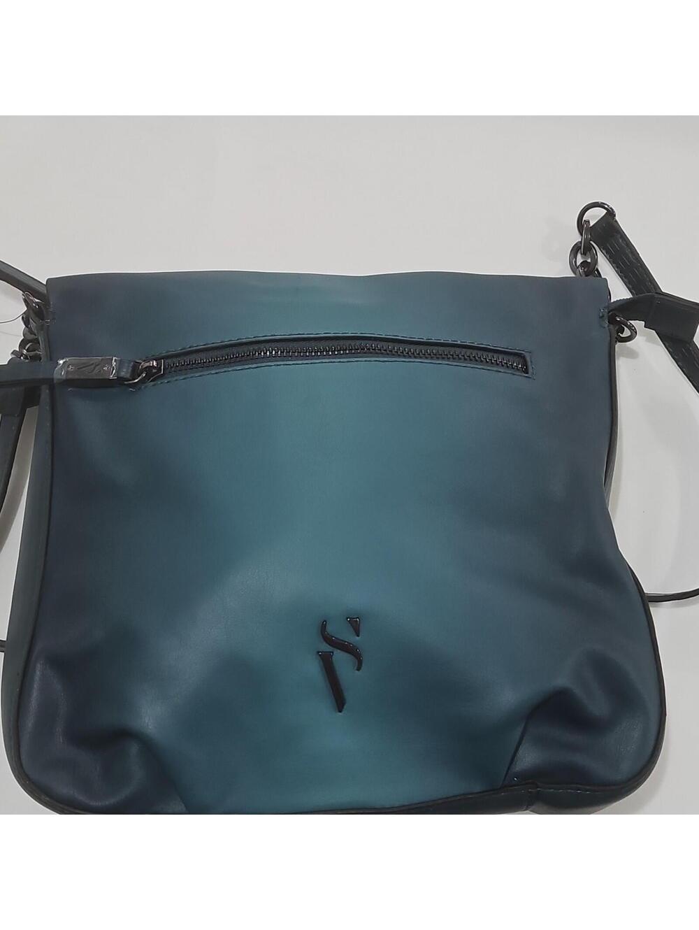 Simply Vera Vera Wang Blue Crossbody Zip Bag Lined Inner/Outer Pockets  0125